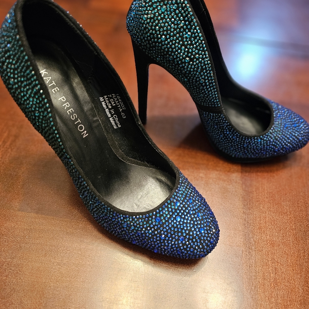 Kate Preston Blue Ombre Jeweled heels